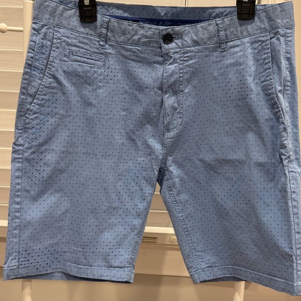 Light Blue Patterned Shorts Mens 36